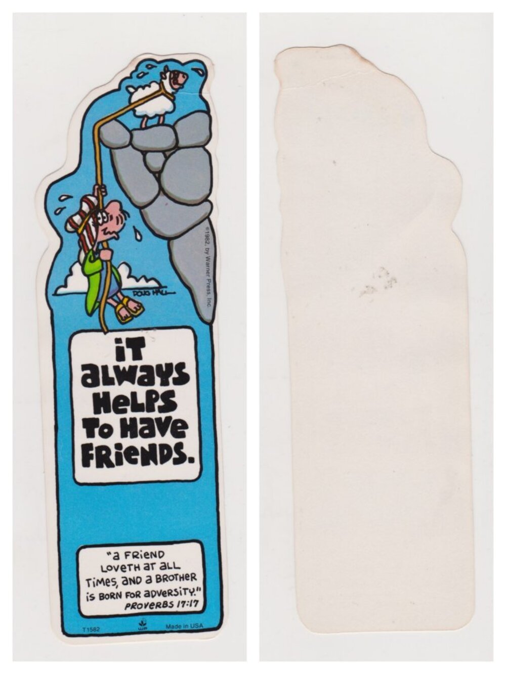 [DOUG HALL] Bookmark "It Always Helps to Have Friends" (1982)